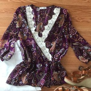 Boho cinched waist blouse